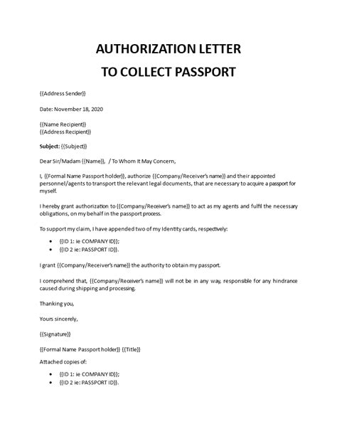 authorization letter for passport|passport handover letter format.